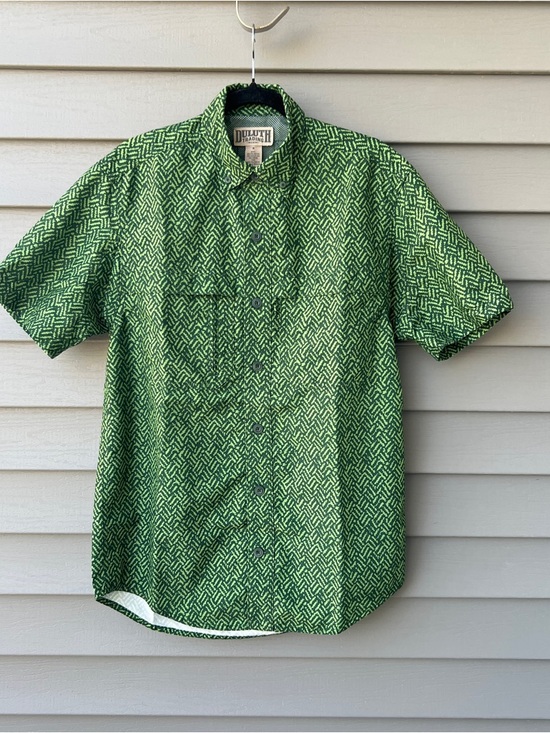 Duluth Trading Co Other - Duluth Trading Men's S Vented Outdoor Shirt Green Print Short Sleeve Button Down